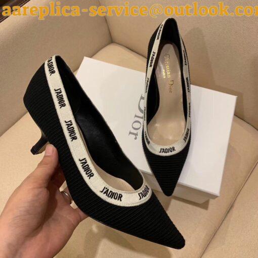 Replica Dior J’Adior Pumps 65mm In Black Technical Fabric 7