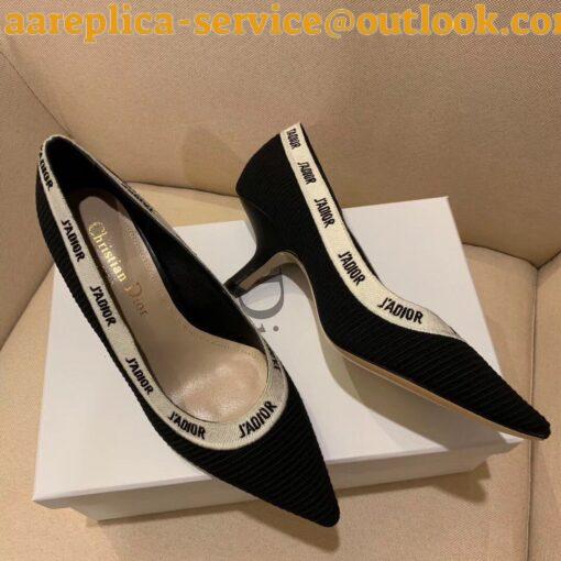 Replica Dior J’Adior Pumps 65mm In Black Technical Fabric 8