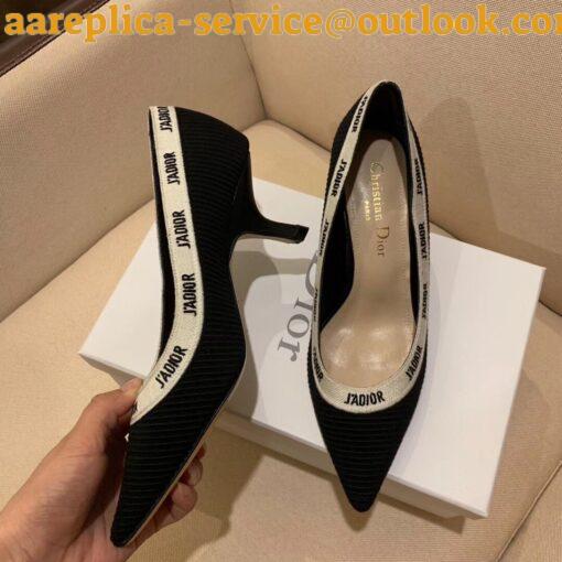 Replica Dior J’Adior Pumps 65mm In Black Technical Fabric 9