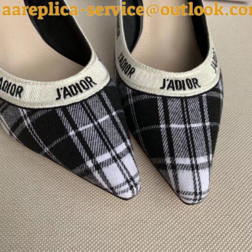 Replica Dior J’Adior Pumps 65mm In Black and White Tartan Fabric 5