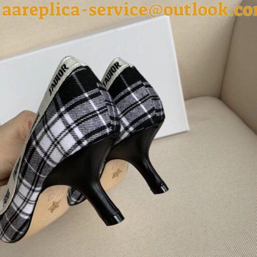 Replica Dior J’Adior Pumps 65mm In Black and White Tartan Fabric 7