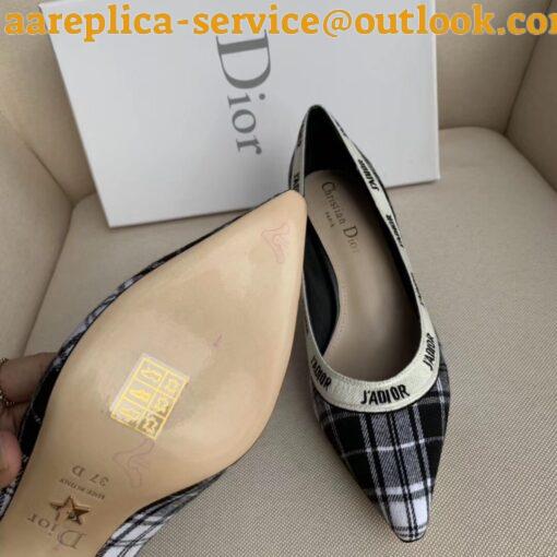 Replica Dior J’Adior Pumps 65mm In Black and White Tartan Fabric 8