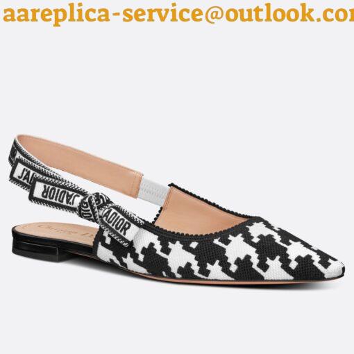 Replica Dior J’Adior Slingback Ballerina Flats In Black Houndstooth Embroidery