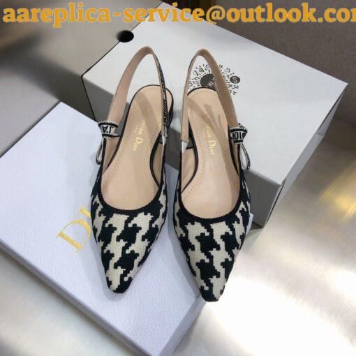 Replica Dior J’Adior Slingback Ballerina Flats In Black Houndstooth Embroidery 3