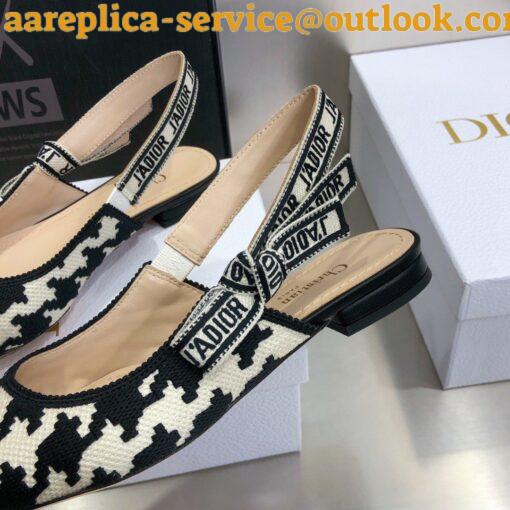 Replica Dior J’Adior Slingback Ballerina Flats In Black Houndstooth Embroidery 4