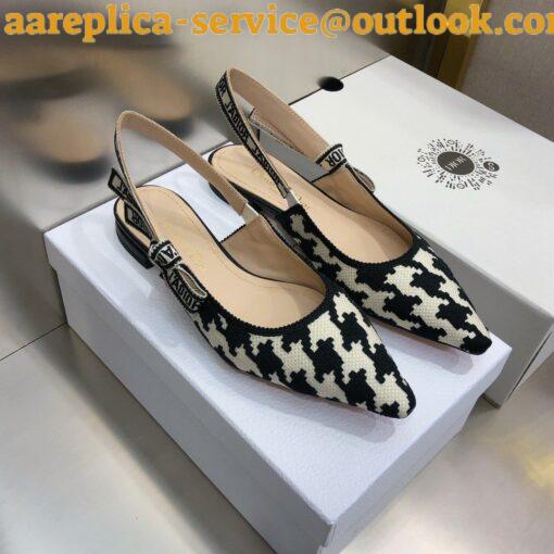 Replica Dior J’Adior Slingback Ballerina Flats In Black Houndstooth Embroidery 6