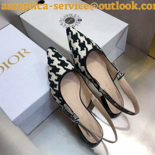 Replica Dior J’Adior Slingback Ballerina Flats In Black Houndstooth Embroidery 9