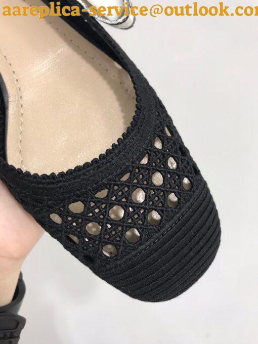 Replica Dior J’Adior Slingback Ballerina Flats In Black Mesh Cannage Embroidery 3