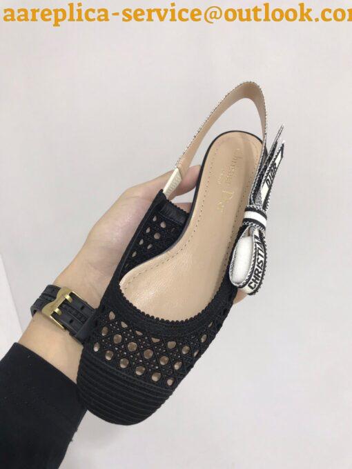 Replica Dior J’Adior Slingback Ballerina Flats In Black Mesh Cannage Embroidery 7