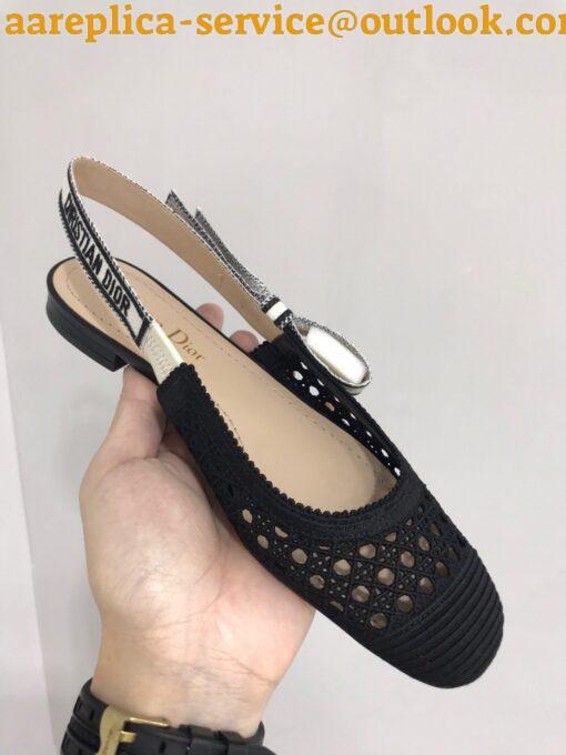 Replica Dior J’Adior Slingback Ballerina Flats In Black Mesh Cannage Embroidery 9