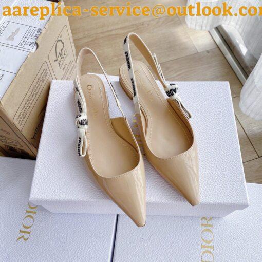 Replica Dior J’Adior Slingback Ballerina Flats In Nude Patent Leather 3