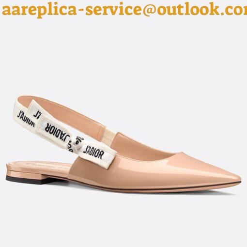 Replica Dior J’Adior Slingback Ballerina Flats In Nude Patent Leather 5