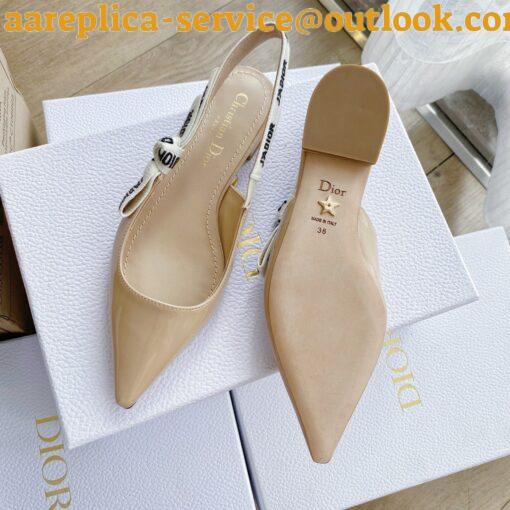 Replica Dior J’Adior Slingback Ballerina Flats In Nude Patent Leather 6