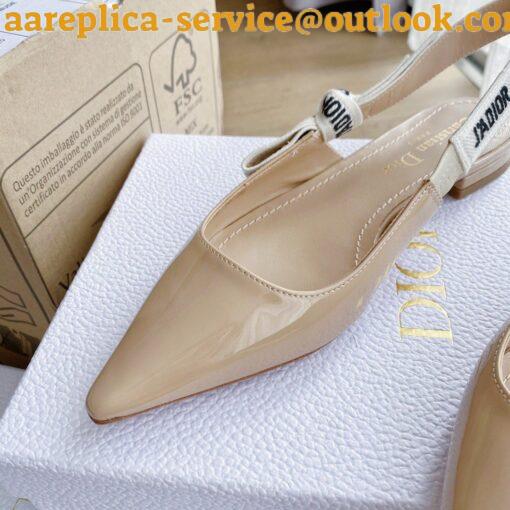 Replica Dior J’Adior Slingback Ballerina Flats In Nude Patent Leather 10