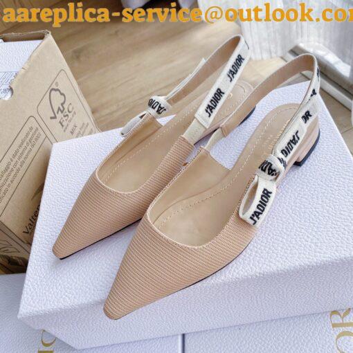 Replica Dior J’Adior Slingback Ballerina Flats In Nude Technical Canvas 10