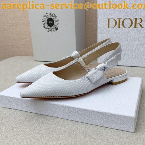 Replica Dior J’Adior Slingback Ballerina Flats In White Technical Canvas 10