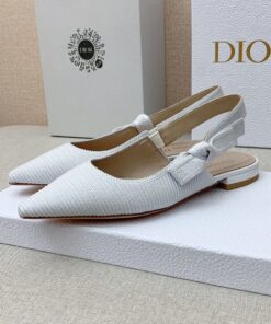 Replica Dior J’Adior Slingback Ballerina Flats In White Technical Canvas 2