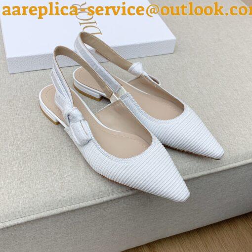 Replica Dior J’Adior Slingback Ballerina Flats In White Technical Canvas 11