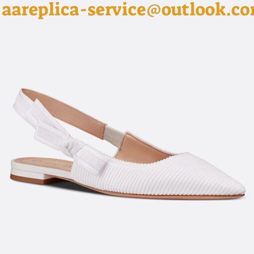 Replica Dior J’Adior Slingback Ballerina Flats In White Technical Canvas 12