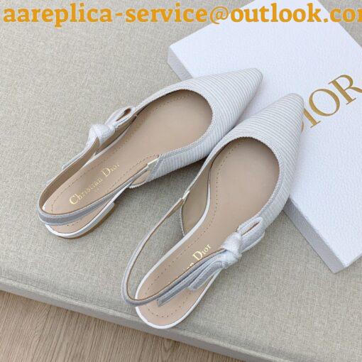 Replica Dior J’Adior Slingback Ballerina Flats In White Technical Canvas 13