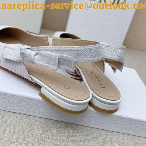 Replica Dior J’Adior Slingback Ballerina Flats In White Technical Canvas 15