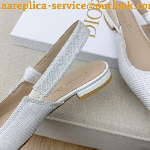 Replica Dior J’Adior Slingback Ballerina Flats In White Technical Canvas 16