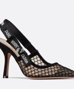 Replica Dior J’Adior Slingback Pumps 100mm In Black Mesh