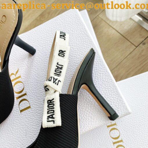 Replica Dior J’Adior Slingback Pumps 100mm In Black Technical Fabric 4