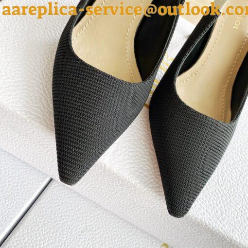 Replica Dior J’Adior Slingback Pumps 100mm In Black Technical Fabric 5