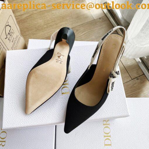 Replica Dior J’Adior Slingback Pumps 100mm In Black Technical Fabric 8