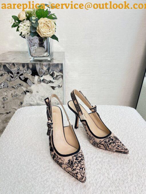 Replica Dior J’Adior Slingback Pumps 100mm In Nude Jardin Botanique Embroidery Cotton 3