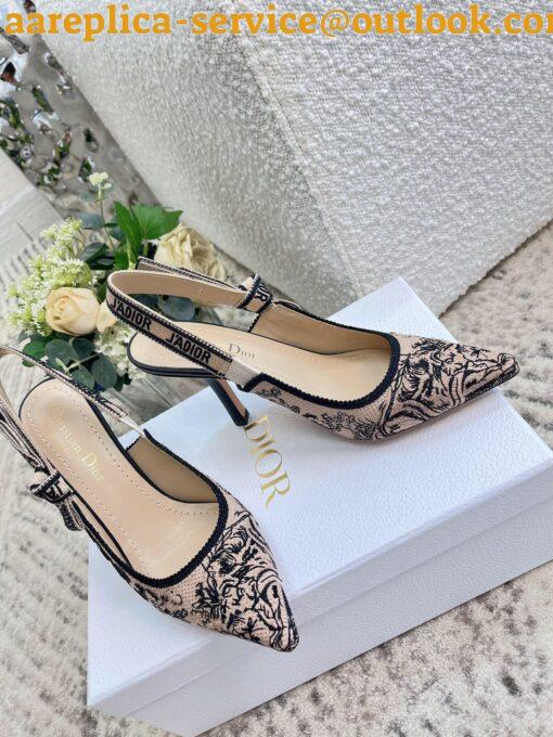 Replica Dior J’Adior Slingback Pumps 100mm In Nude Jardin Botanique Embroidery Cotton 5