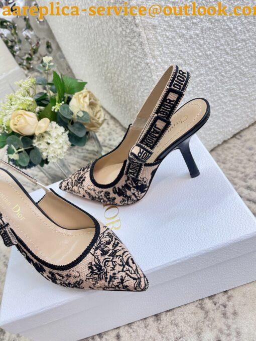 Replica Dior J’Adior Slingback Pumps 100mm In Nude Jardin Botanique Embroidery Cotton 6