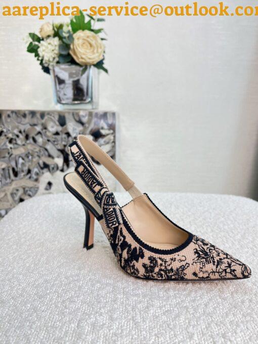 Replica Dior J’Adior Slingback Pumps 100mm In Nude Jardin Botanique Embroidery Cotton 7