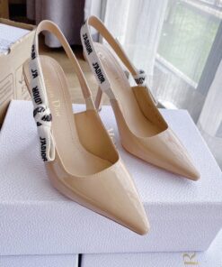 Replica Dior J’Adior Slingback Pumps 100mm In Nude Patent Calfskin