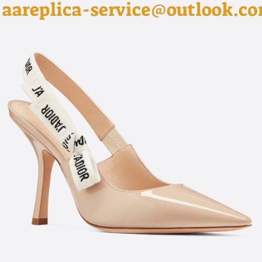 Replica Dior J’Adior Slingback Pumps 100mm In Nude Patent Calfskin 3