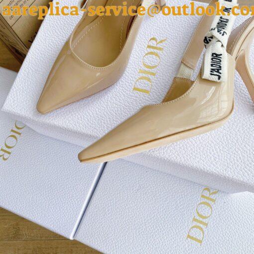 Replica Dior J’Adior Slingback Pumps 100mm In Nude Patent Calfskin 4