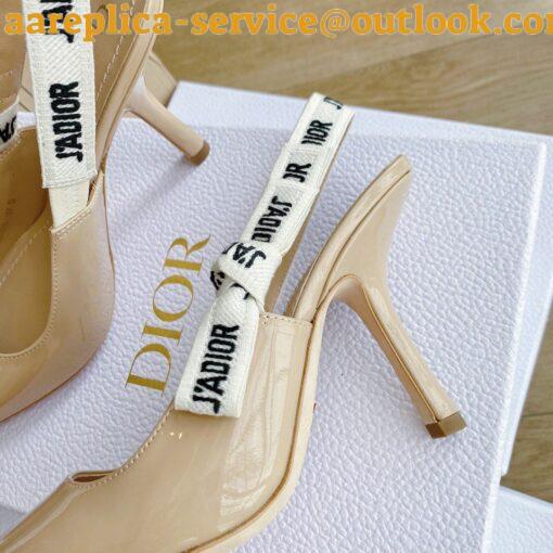 Replica Dior J’Adior Slingback Pumps 100mm In Nude Patent Calfskin 5