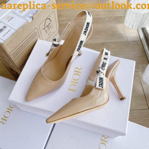 Replica Dior J’Adior Slingback Pumps 100mm In Nude Patent Calfskin 6