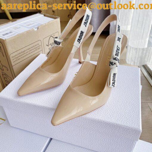 Replica Dior J’Adior Slingback Pumps 100mm In Nude Patent Calfskin 7