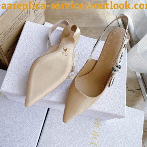 Replica Dior J’Adior Slingback Pumps 100mm In Nude Patent Calfskin 9