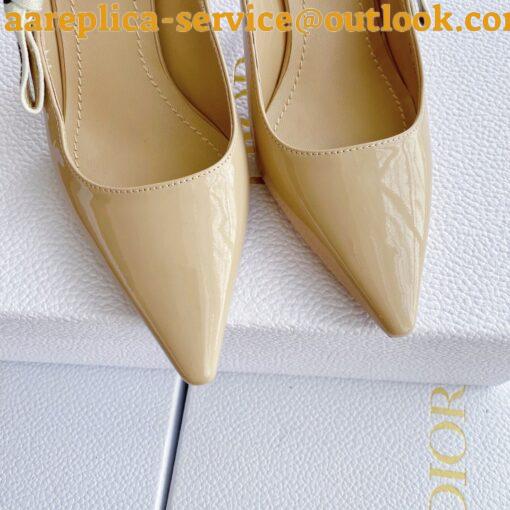 Replica Dior J’Adior Slingback Pumps 100mm In Nude Patent Calfskin 10