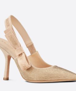 Replica Dior J’Adior Slingback Pumps 100mm In Nude Suede With Strass