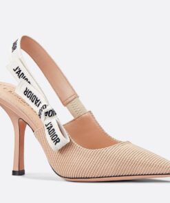 Replica Dior J’Adior Slingback Pumps 100mm In NudeTechnical Fabric