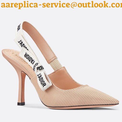 Replica Dior J’Adior Slingback Pumps 100mm In NudeTechnical Fabric