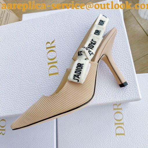 Replica Dior J’Adior Slingback Pumps 100mm In NudeTechnical Fabric 5