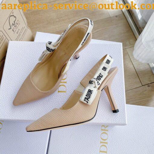 Replica Dior J’Adior Slingback Pumps 100mm In NudeTechnical Fabric 6