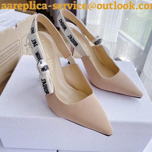 Replica Dior J’Adior Slingback Pumps 100mm In NudeTechnical Fabric 10