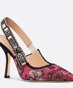 Replica Dior J’Adior Slingback Pumps 100mm In Pink Toile de Jouy Voyage