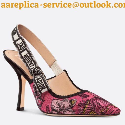 Replica Dior J’Adior Slingback Pumps 100mm In Pink Toile de Jouy Voyage